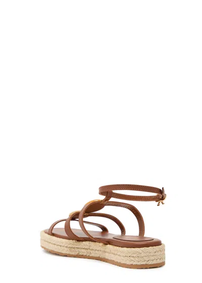 Gianvito Rossi Leather Strappy Sandals With Stone Embellishment In Brown