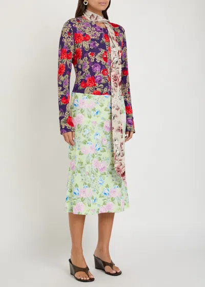 Acne Studios Scarf-detailed Floral-print Crepe Midi Dress In Multi