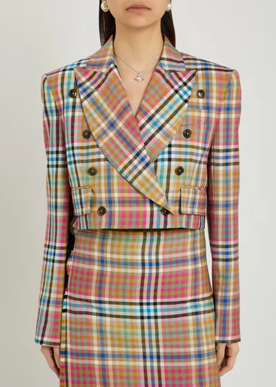 Vivienne Westwood Long Sleeve Cut Off Jacket Heather Check 44 Women In Multi