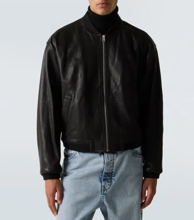 Frame Genuine Shearling Lined Bomber Jacket In Black
