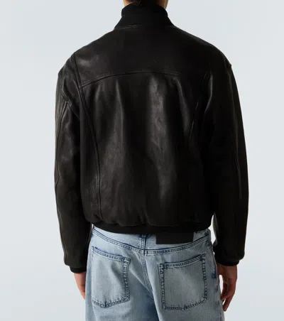 Frame Genuine Shearling Lined Bomber Jacket In Black