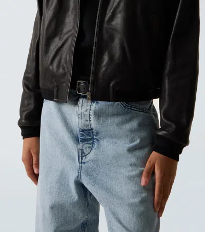 Frame Genuine Shearling Lined Bomber Jacket In Black