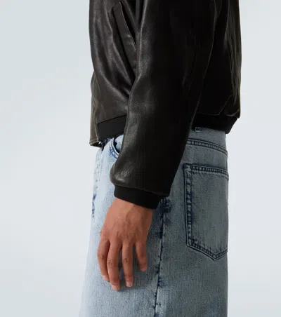 Frame Genuine Shearling Lined Bomber Jacket In Black