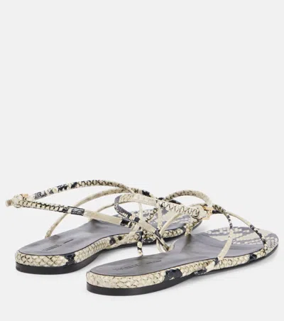 Khaite Loop Snake-effect Leather Sandals In Multi