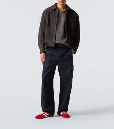 Frame Button-front Leather Jacket In Brown