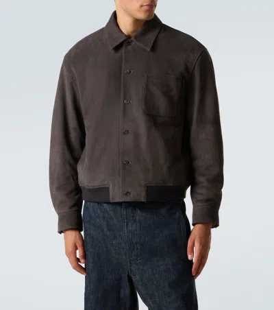 Frame Button-front Leather Jacket In Brown