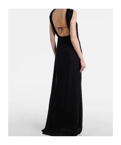Christopher Esber Reverse Draped Silk Gown In Black