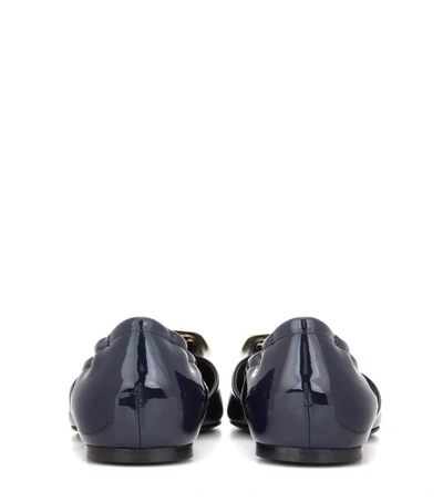 Shop Roger Vivier Chips Patent Leather Ballerinas In Blue