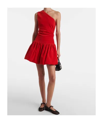 Patou One Shoulder Knee Length Dress With Asymmetric Design In Red
