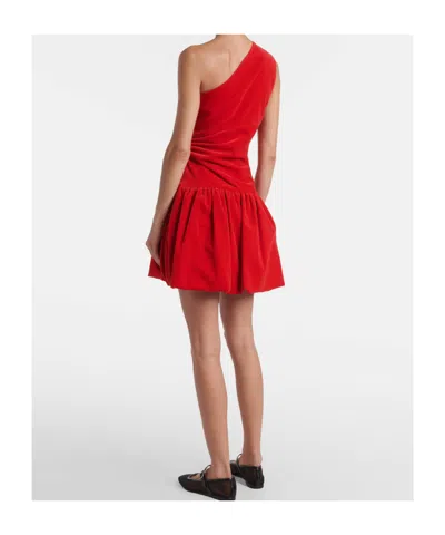 Patou One Shoulder Knee Length Dress With Asymmetric Design In Red