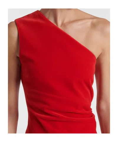 Patou One Shoulder Knee Length Dress With Asymmetric Design In Red