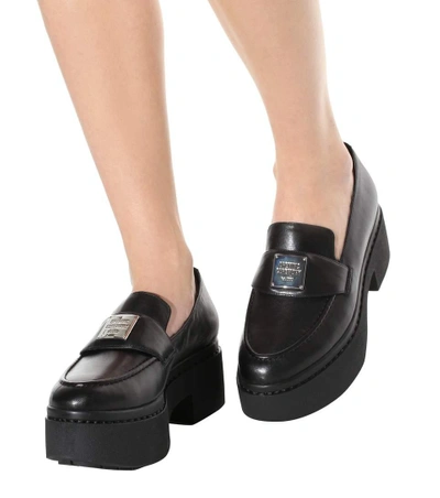 Shop Opening Ceremony Agness Platform Leather Loafers In Black