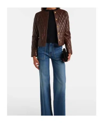 Nili Lotan Amy Cropped Quilted Leather Jacket In Brown