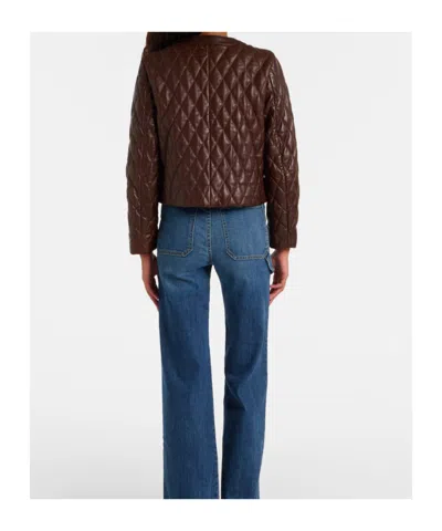 Nili Lotan Amy Cropped Quilted Leather Jacket In Brown