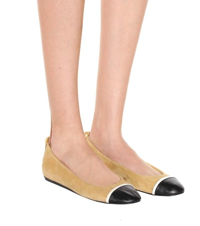 Shop Lanvin Suede And Leather Ballerinas In Saharal Llack