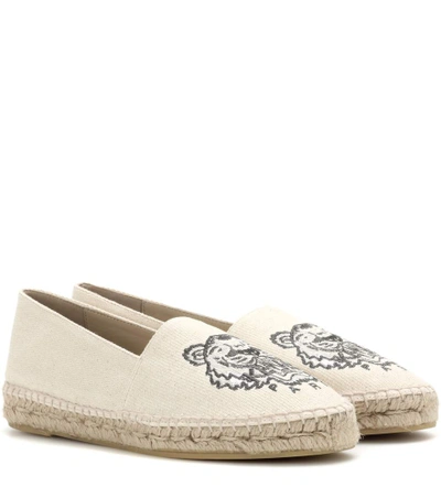 Shop Kenzo Embroidered Espadrilles In Putty