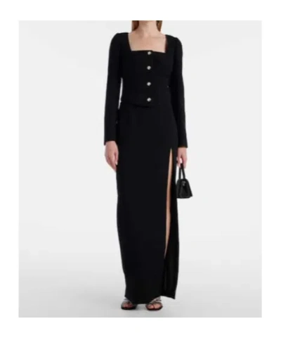 Alessandra Rich Wool-blend Twill Boucle Jacket In Black