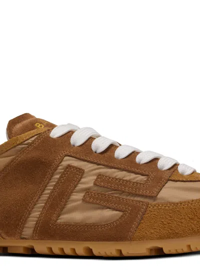 Balmain Beige Calf Leather Bos Taurus Athletic Sneakers In Brown