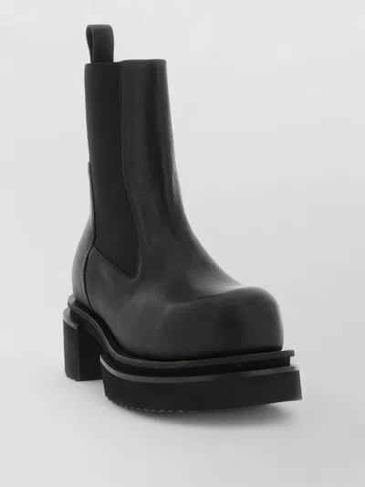 Rick Owens Chunky Sole Ankle Boots With Elastic Panels In Black