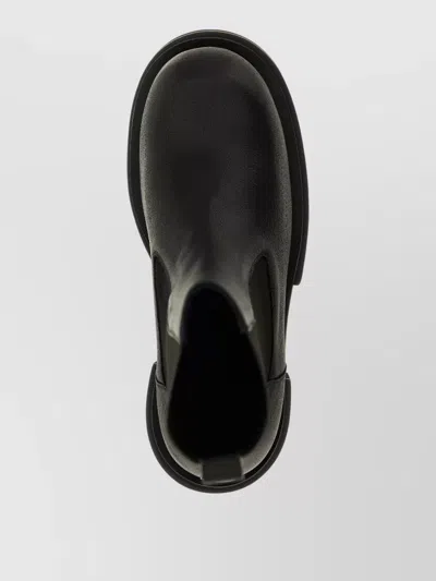 Rick Owens Chunky Sole Ankle Boots With Elastic Panels In Black