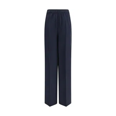 Prada Washed Silk Pants In Blue