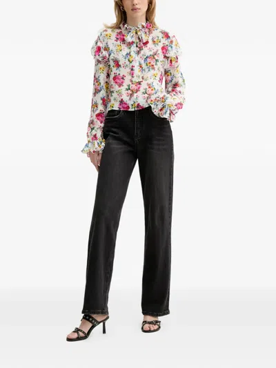 Msgm Floral-print Ruffled Blouse In Multi
