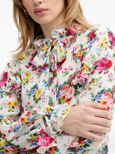 Msgm Floral-print Ruffled Blouse In Multi