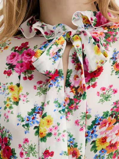 Msgm Floral-print Ruffled Blouse In Multi