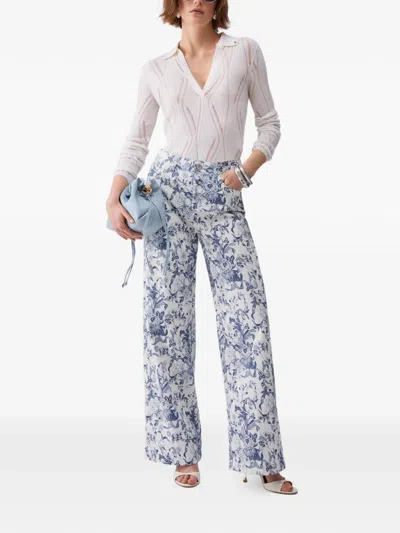 Liu •jo Printed Flared Jeans In Blue