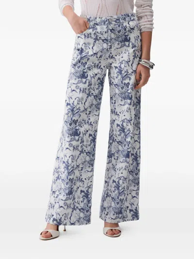 Liu •jo Printed Flared Jeans In Blue