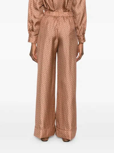 Herno Drawstring Patterned Trousers In Brown