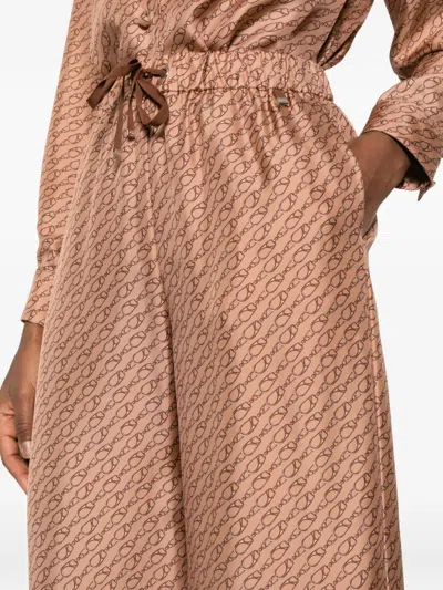 Herno Drawstring Patterned Trousers In Brown