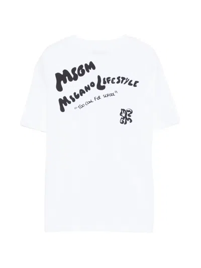 Msgm Graphic Crewneck T-shirt In White