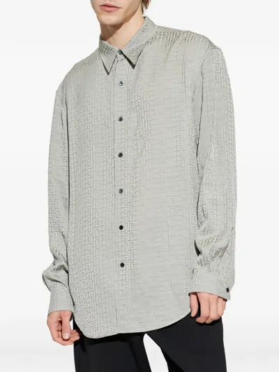 Balmain Pattern Button Shirt In Green