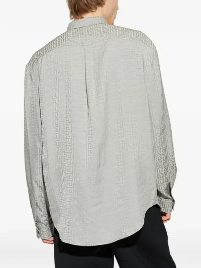 Balmain Pattern Button Shirt In Green