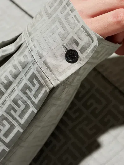 Balmain Pattern Button Shirt In Green