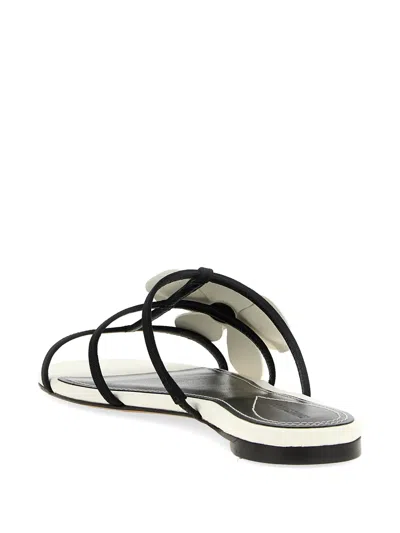 Zimmermann Orchid Floral Flat Strappy Open Toe Sandals In White