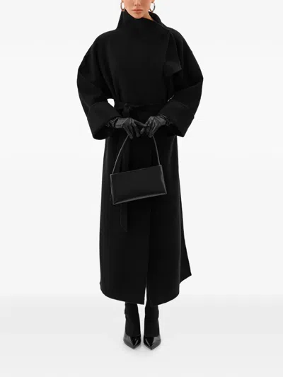 Annafoxy Noir Classique Belted Coat In Black