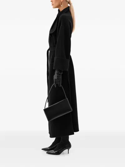 Annafoxy Noir Classique Belted Coat In Black