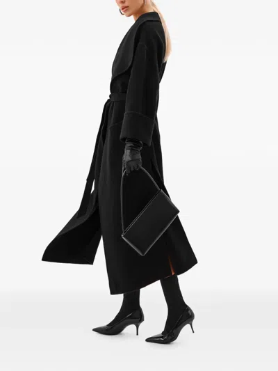 Annafoxy Noir Classique Belted Coat In Black