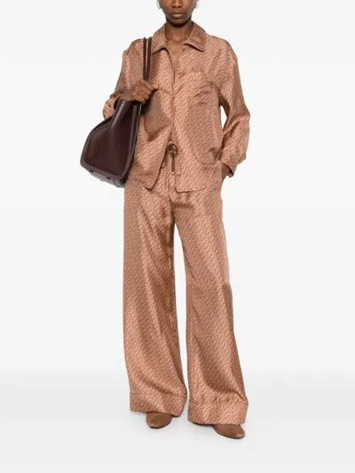 Herno Patterned Collared Shirt In Brown