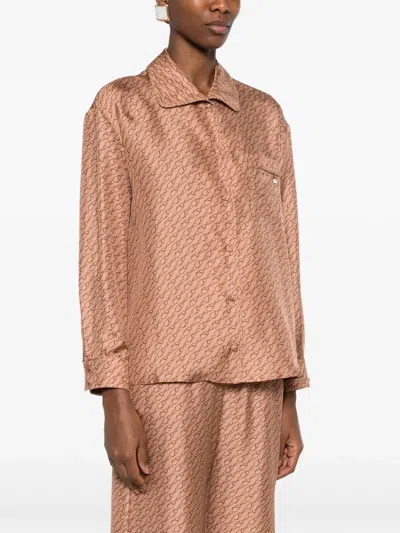 Herno Patterned Collared Shirt In Brown