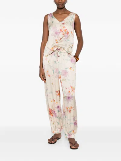 Herno Floral-pattern Trousers In White