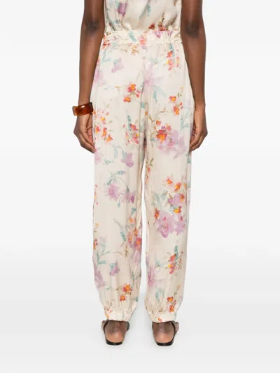 Herno Floral-pattern Trousers In White