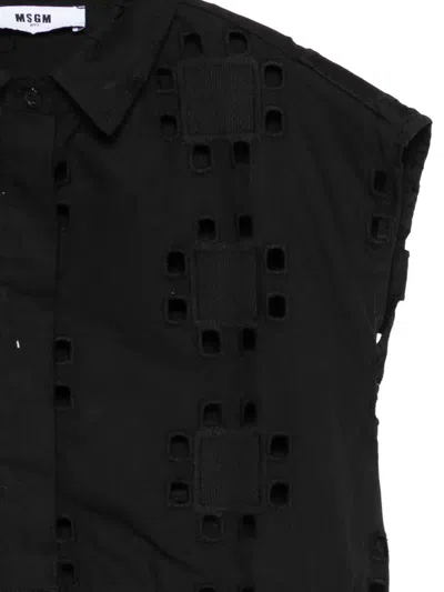 Msgm Cut-out Shirt In Black