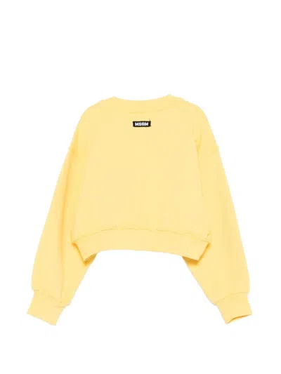 Msgm Boxy Flower Sweatshirt In Yellow