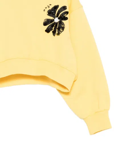 Msgm Boxy Flower Sweatshirt In Yellow
