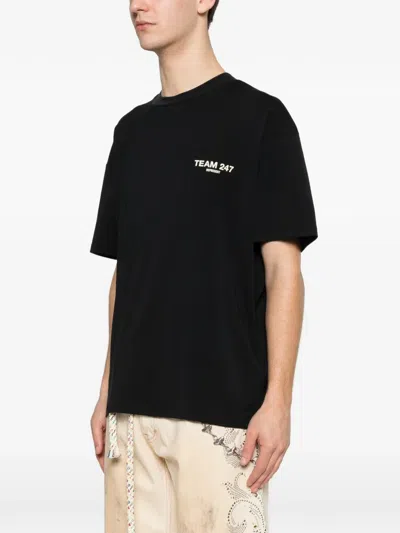 Represent Black Crewneck T-shirt With With Front And Back Owners Club Print In Cotton Man In Black