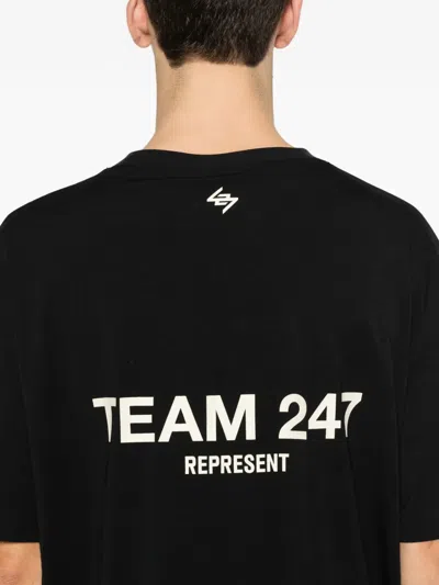 Represent Black Crewneck T-shirt With With Front And Back Owners Club Print In Cotton Man In Black
