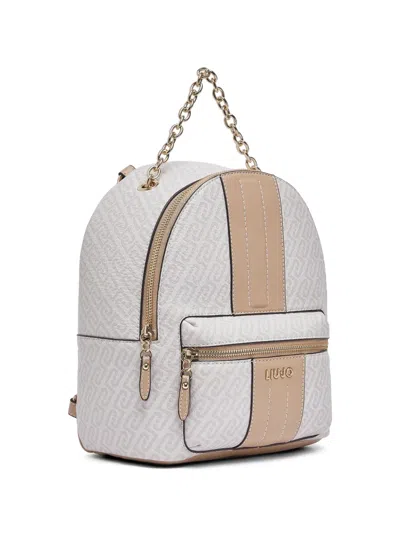 Liu •jo Logo-lettering Backpack In Neutral